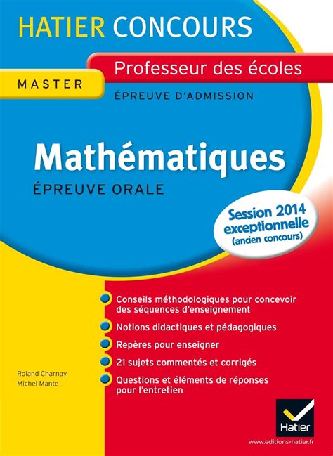 MathÃ©matiques : Epreuve orale dadmission Concours de professeur des Ã©coles Ebook Kindle Editon