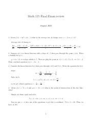 Math 115 Final Review Answers Liberty University PDF