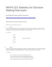 Math 221 Statistics Final Exam Answers Reader