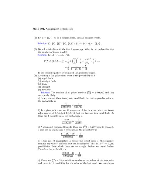 Math 302 Assignment 1 Solution Kindle Editon