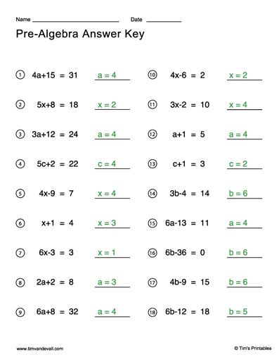 Math Answers For Pre Algebra Reader