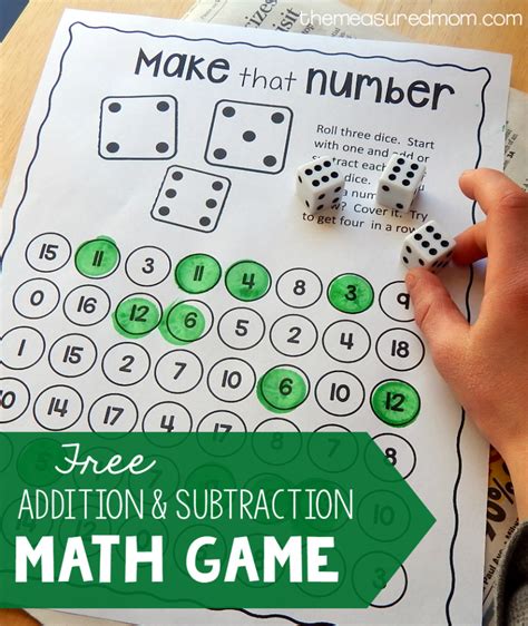 Math Games For Kindergarten Printable