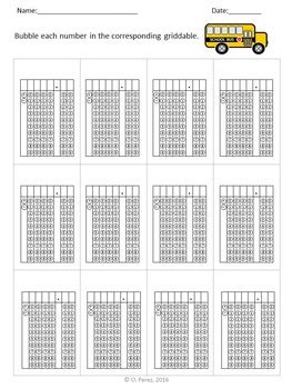 Math Griddable Answer Sheet 6th Grade PDF