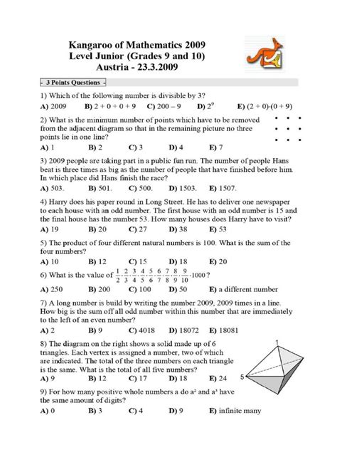 Math Kangaroo 1999 Answers Doc