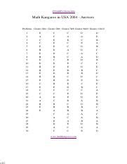 Math Kangaroo 2004 Answers PDF