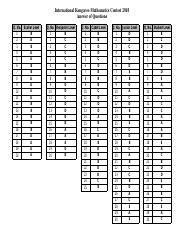 Math Kangaroo 2010 Answer Key Reader