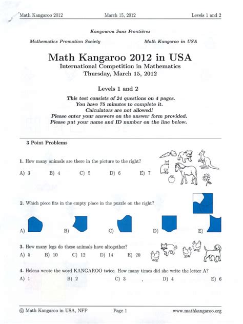 Math Kangaroo 2012 Answer Key Epub