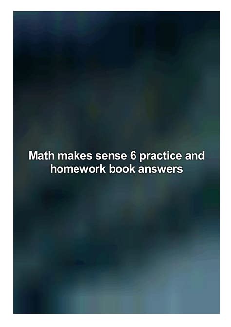 Math Makes Sense Practice And Homework Book Grade 6 Answers PDF