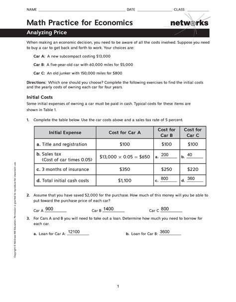 Math Practice For Economics Activity 9 Answers Epub