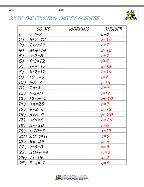 Math Sheet Answers Reader