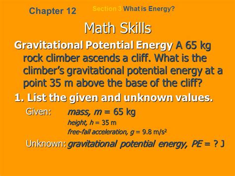 Math Skills Gravitational Potential Energy Answers Reader