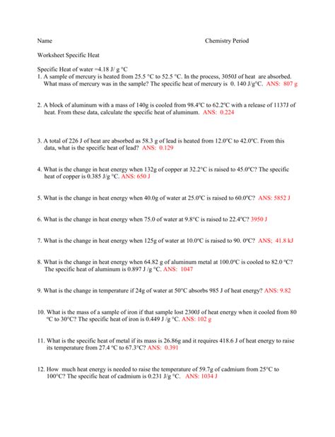 Math Skills Specific Heat Answer Key Epub