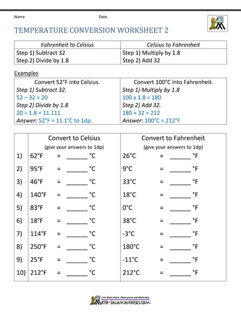 Math Skills Temperature Conversions Questions With Answers Reader