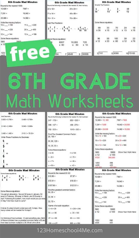 Math Worksheets For 6th Graders With Answers Doc