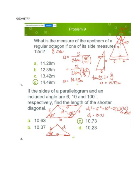 Mathbits Answers Geometry Key Doc