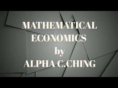 Mathematical Economics Alpha Chiang Solution Manual Epub