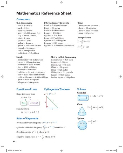 Mathematical Formula Sheet: A Comprehensive Reference for Students and Professionals
