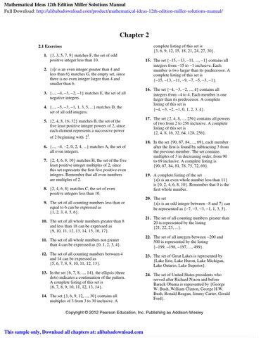 Mathematical Ideas 12th Edition Answer Key PDF