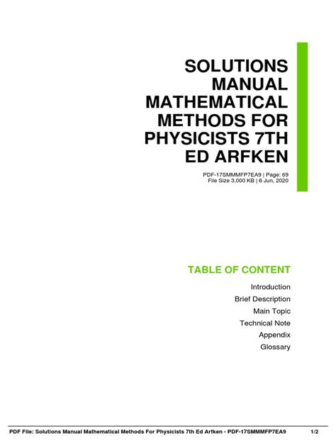 Mathematical Methods For Physicists Arfken Solution Manual Pdf 6ed Doc