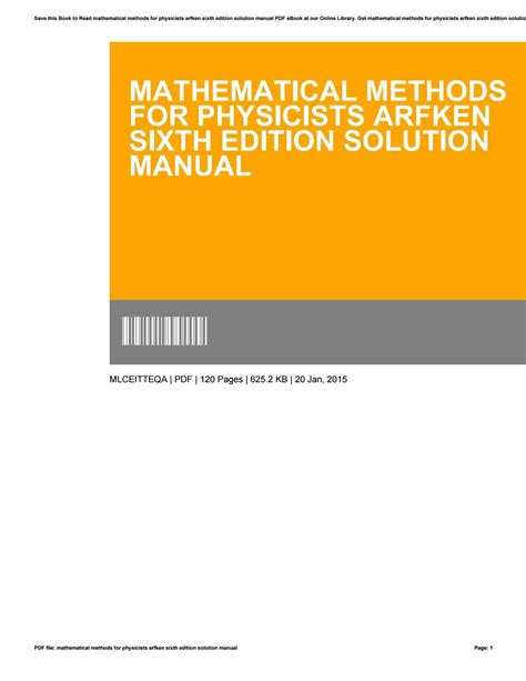 Mathematical Methods For Physicists Solution 6th Pdf Reader