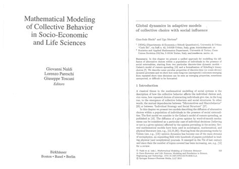 Mathematical Modeling of Collective Behavior in Socio-Economic and Life Sciences PDF