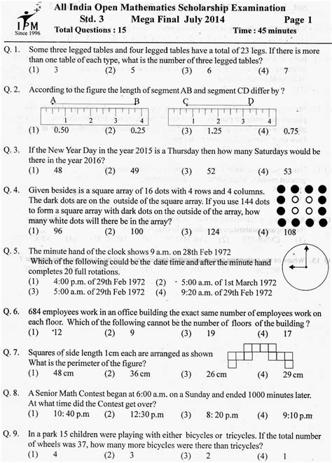 Mathematics Level I Test Form 3JAC2 -Unbound Reader