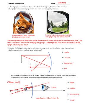 Mathematics Of Curved Mirrors Physics Classroom Answers Reader