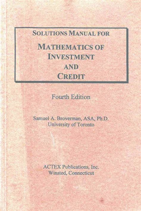 Mathematics Of Investment And Credit Solution Manual 4th PDF