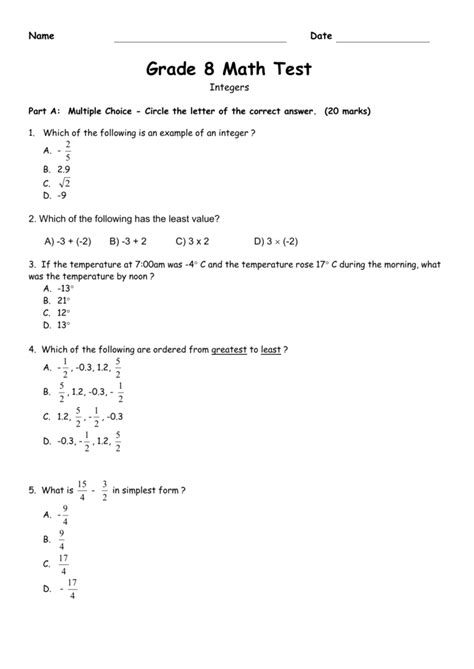 Mathematics Practice Test Answers Reader