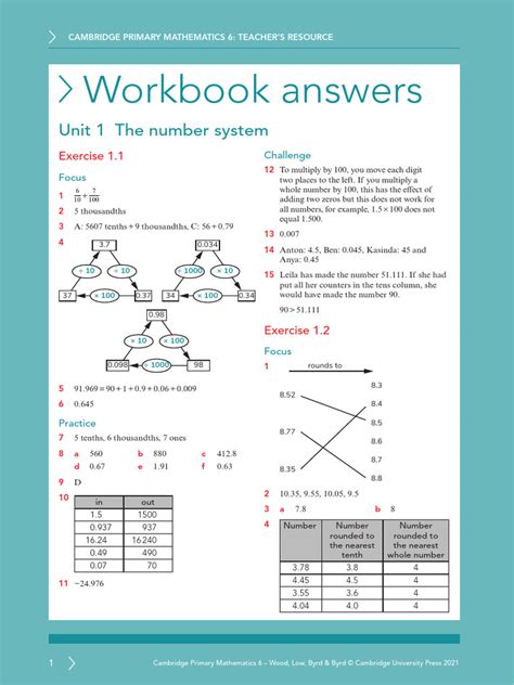 Mathematics Workbook Answers Reader