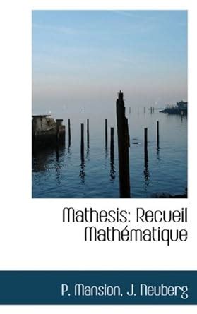 Mathesis Recueil Math Matique PDF