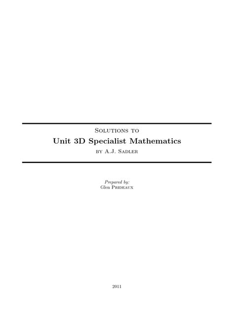 Maths 3c 3d Sadler Solutions Non Specialist Kindle Editon