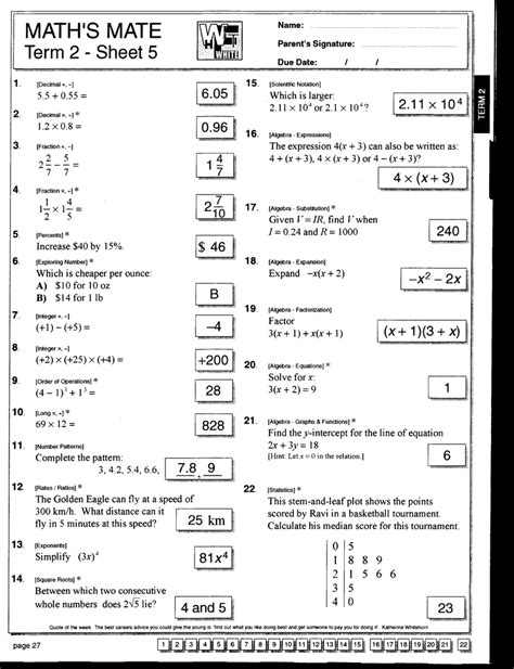 Maths Mate 8 Answers Term 2 Sheet 5 Doc