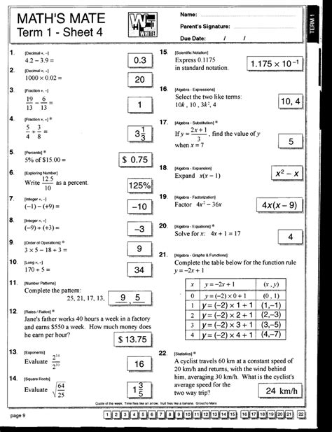 Maths Mate Term 4 Sheet 3 Answers Reader