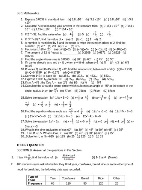 Maths Question And Answer For Ss1 2014 Reader