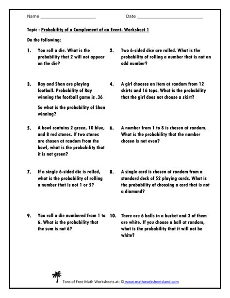 Mathworksheetsland Probability Complement Answers Kindle Editon