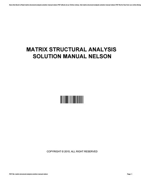 Matrix Structural Analysis Solution Manual Nelson Doc