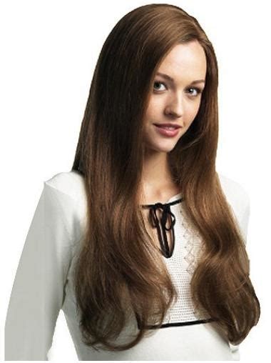 Mature Brown Straight Long Lace Wigs