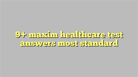 Maxim healthcare test answer Ebook Reader