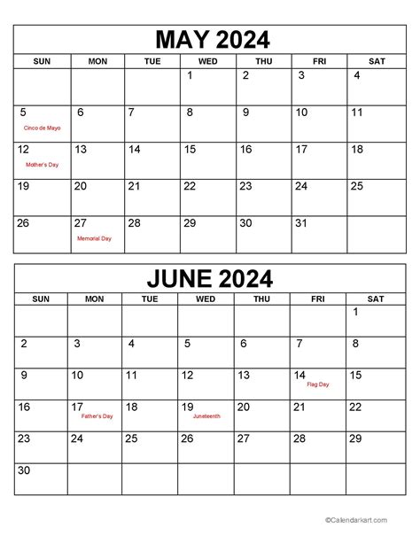 May/June 2024 Calendar: A Comprehensive Guide for Planning Your Year