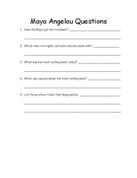 Maya Angelou Questions And Answers Reader