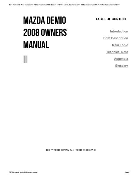 Mazda Demio 2008 Owners Manual Ebook PDF