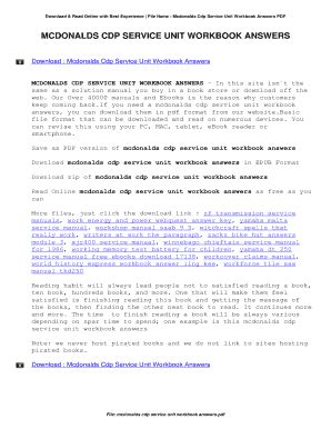 Mcdonalds Cdp Service Unit Workbook Answers Ebook Kindle Editon