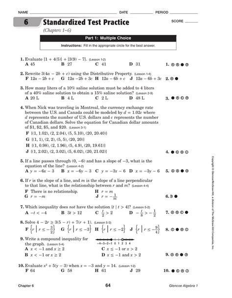 Mcdougal Littell Algebra 1 Chapter 4 Test Answers PDF