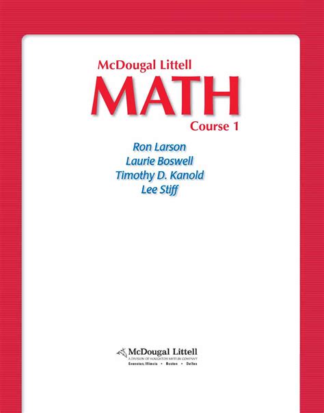 Mcdougal litell math course 1 answer key Ebook Kindle Editon