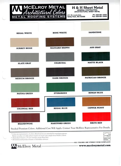 Mcelroy Metal Color Chart