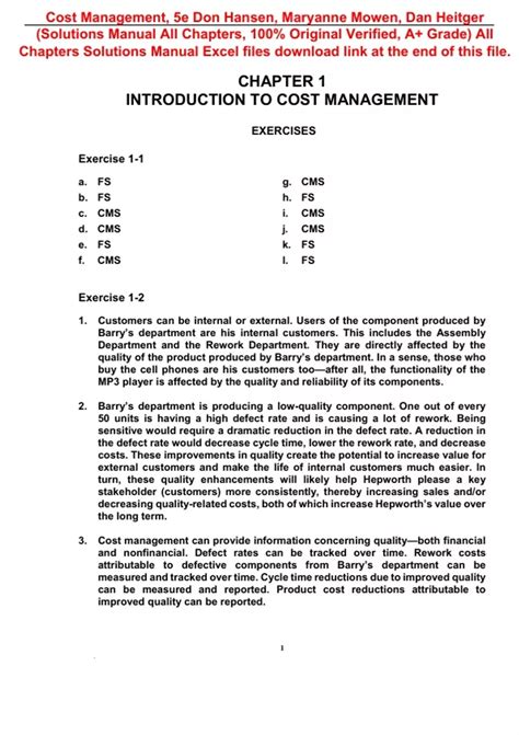 Mcgraw Cost Management 5e Solution Manual Doc