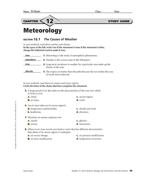 Mcgraw Hill Study Guide Answers Earth Atmosphere Epub