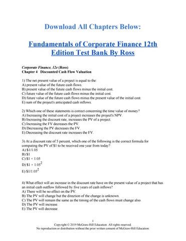 Mcgraw Hill Test Answers Corporate Finance Doc