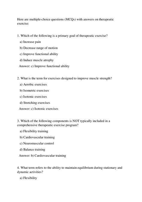 Mcq Questions Of Exercise Therapy With Answer Kindle Editon